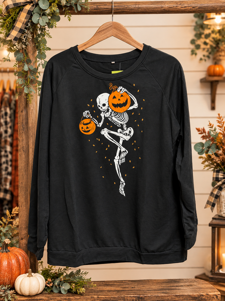 Dancing Pumpkin Skeleton Pullover