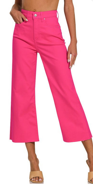 Zenana Flare Cropped Color Pants 2 colore (S-XL)