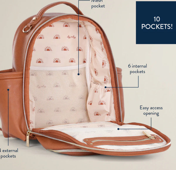 Itzy Ritzy Cognac Mini Plus Diaper Bag
