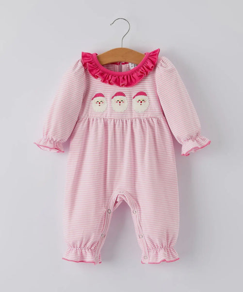 Pink Striped Santa Romper