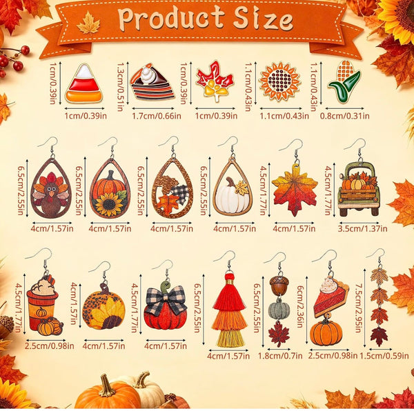 Fall Wooden Dangle Earrings