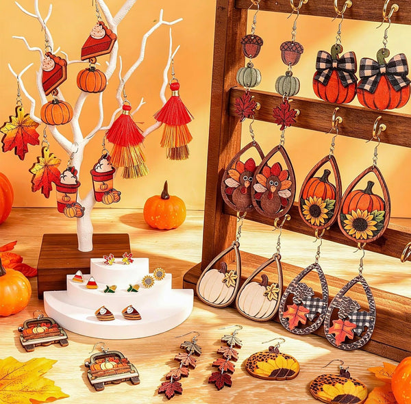 Fall Wooden Dangle Earrings
