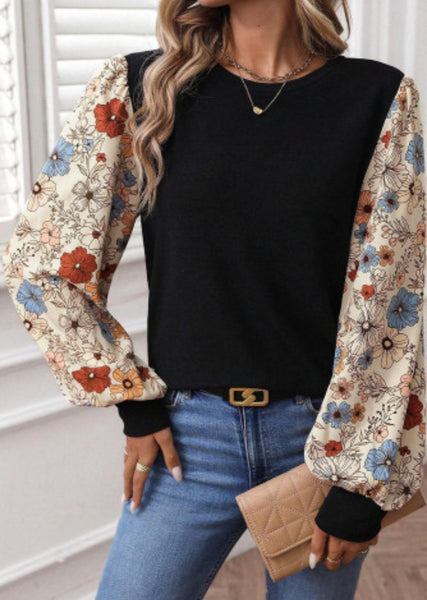 The Autumn Bloom Floral Sleeve Top