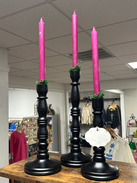 Black Wood Candle Holders