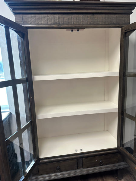 Double Door Glass Pain Farmhouse Audrey Display Cabinet
