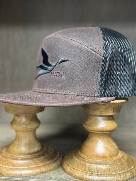 Dark Brown Wax Canvas Flat Bill Hat