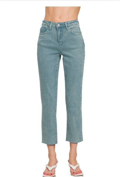 Zenana Acid Washed Cropped Pants (2 Colors)