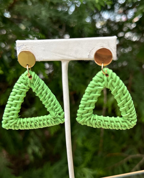Braided Raffia Triangle Design Earrings