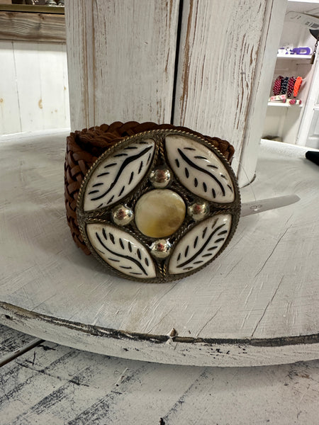 Brown Leather Designer Belt Empire