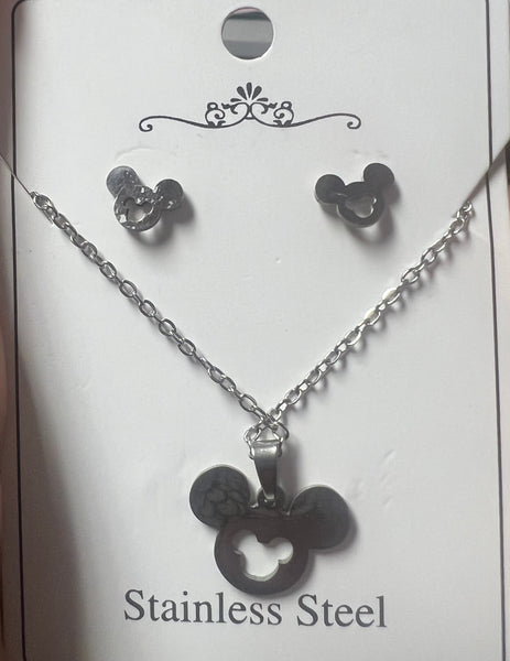 Mickey Inspired Stainless Steel Jewelry Set