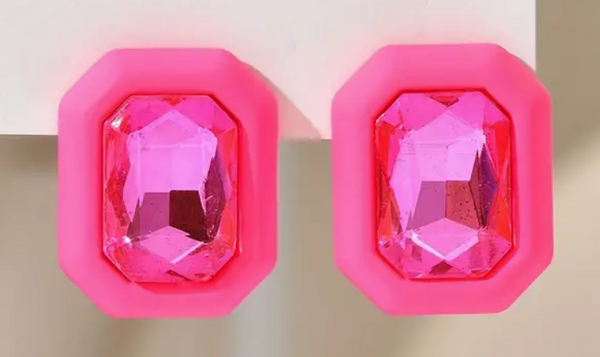 Square Gem Stud Earrings (2 Colors)