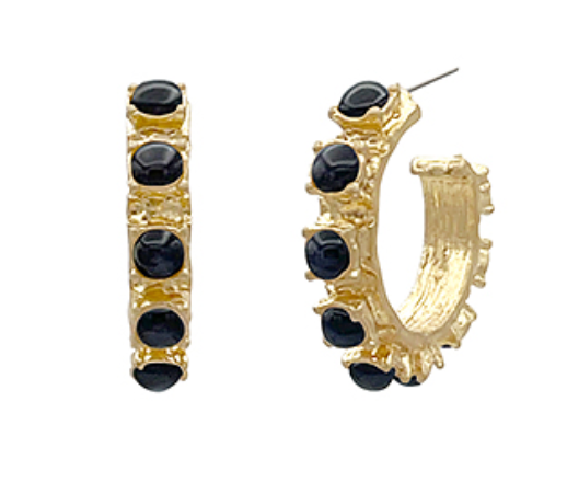 Antique Gold Hoops Earrings Filled with Stones (2 Colors)