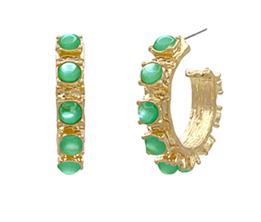 Antique Gold Hoops Earrings Filled with Stones (2 Colors)