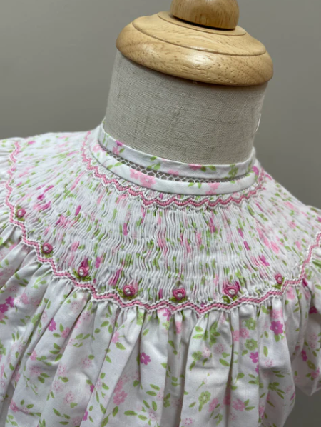 Smocked Floral Bishop Dress
