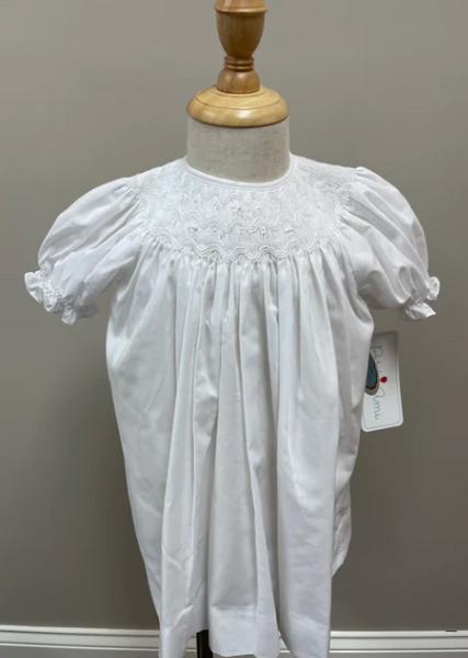 White Daygown with Wave Smocking