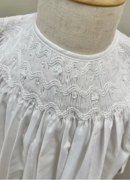 White Daygown with Wave Smocking
