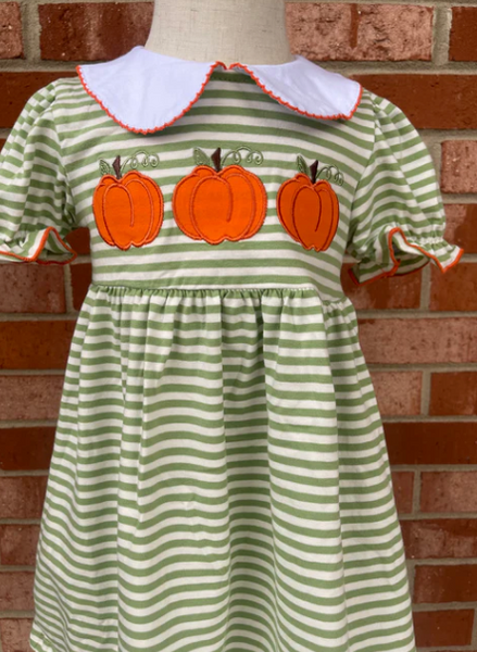 Green Stripe Pumpkin Dress