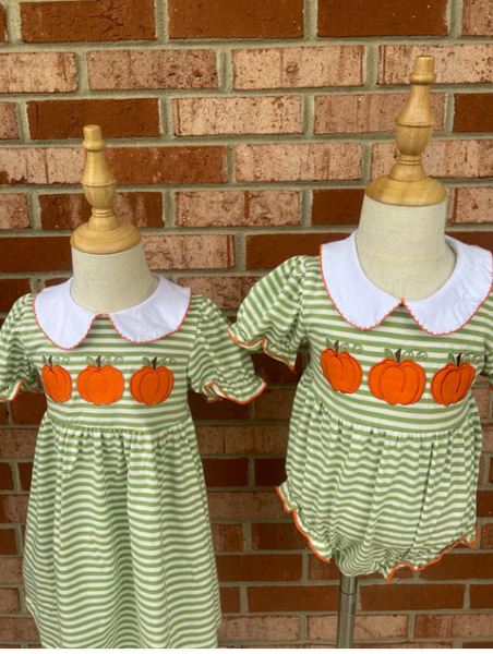 Green Stripe Pumpkin Dress