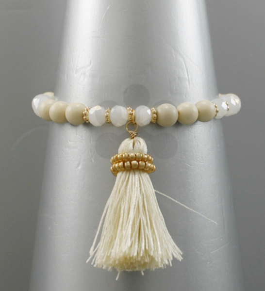 Semi-Prescious Beaded Bracelet with Tassel (3 styles)