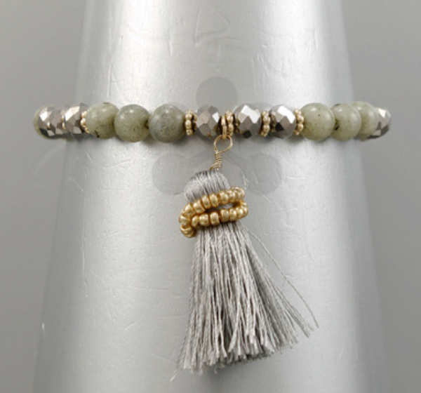 Semi-Prescious Beaded Bracelet with Tassel (3 styles)