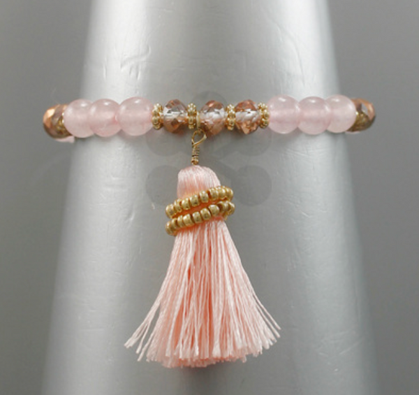 Semi-Prescious Beaded Bracelet with Tassel (3 styles)