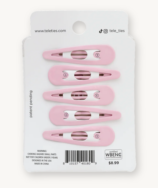 Teletie Pearly Pink Snap Clip (6 Count)