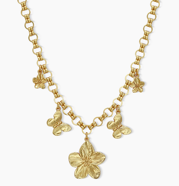 Designer Gold Botanical Couture Charm Necklace