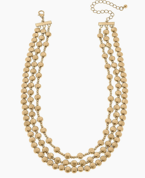 Worn Gold 3 Layered Necklace