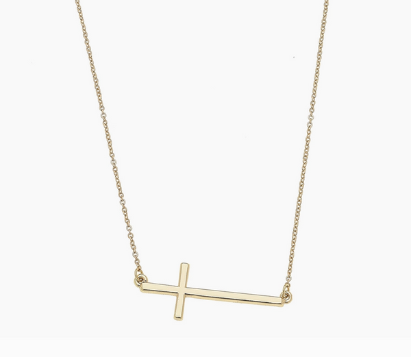 Horizontal Cross Gold Necklace