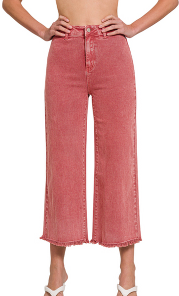 Zenana Acid Washed Freyed Hem
