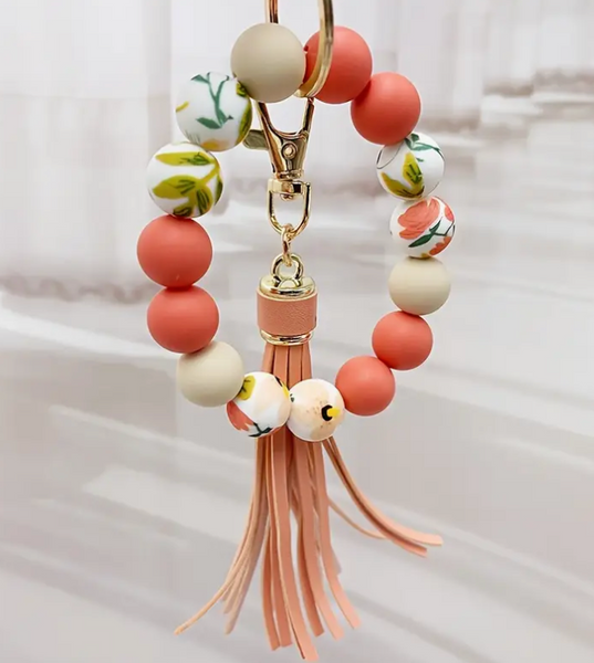 Silicone Bead Keychains/Wristlets (Multiple Patterns)