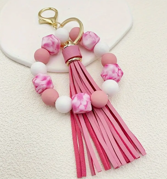 Silicone Bead Keychains/Wristlets (Multiple Patterns)