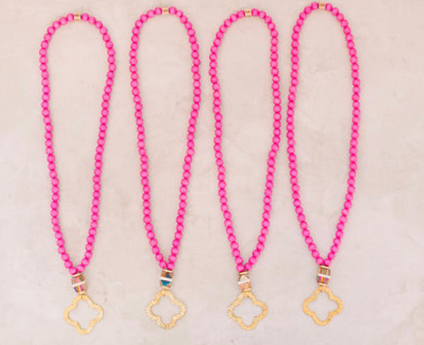 The Quinn Southern Strung Beaded Quatrefoil Neckace