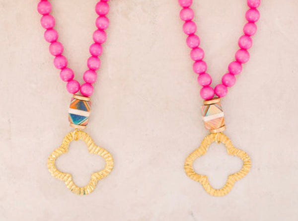 The Quinn Southern Strung Beaded Quatrefoil Neckace
